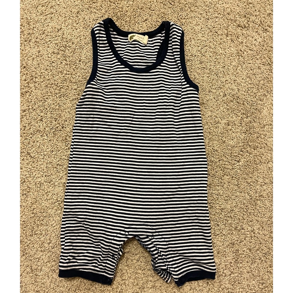 Monica & Andy Navy Striped Romper